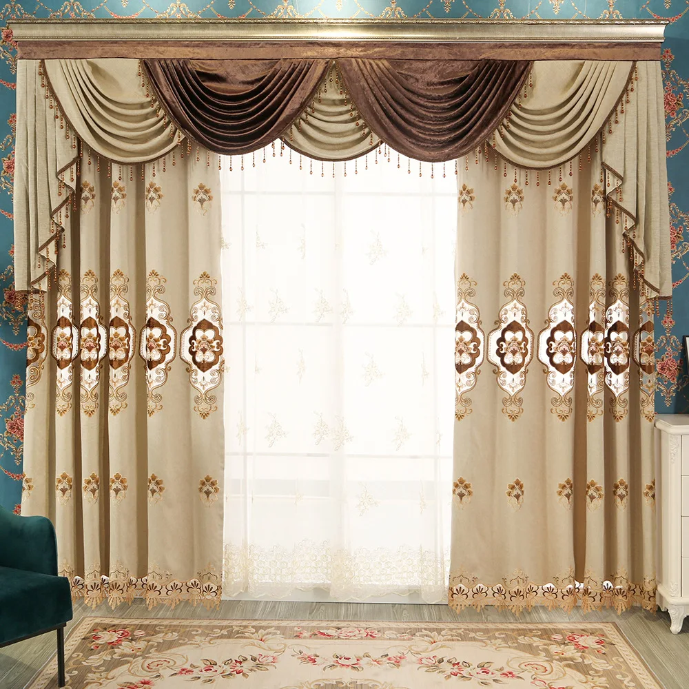 

New High-End Curtains Blackout Atmospheric European-Style Curtain High Shade Curtains for Living Room