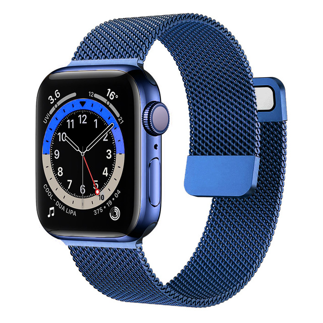 For Apple watch Band 7 45mm 40mm 38mm 42mm 41 44 mm Accessorie milanese Loop Metal bracelet for iWatch series 7 4 5 6 se 3