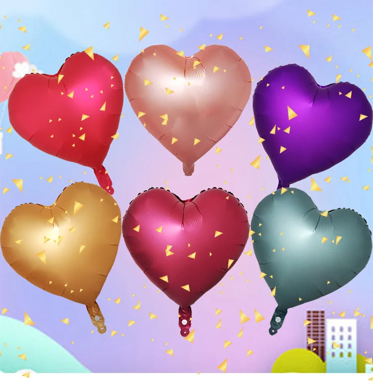 Металлическая цветная алюминиевая пленка в форме сердца, воздушный шар на день рождения, свадьбу, вечеринку, украшение в виде сердца, воздушный шар, 18 дюймов, алюминиевая пленка в форме сердца