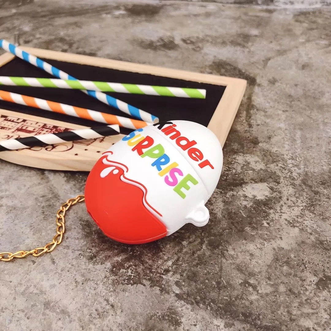 Горячая kinder fun eggs беспроводной Bluetooth чехол для наушников для AirPods 2 1 шоколад сюрприз коробка 3D мягкая силиконовая гарнитура coque чехол