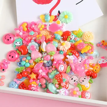 

20-80Pcs Mixed Pattern Cartoon Flatback Planar Resin Color DIY Crafts Supplies Phone Shell Patch Material Kids Hair Accessories