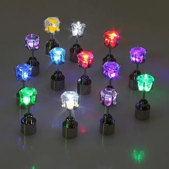 

9 Pairs Shiny Diamond LED Color Change Party Stud Earrings Light Up Flashing Blinking Stud Earrings Kit Fashion Jewelry
