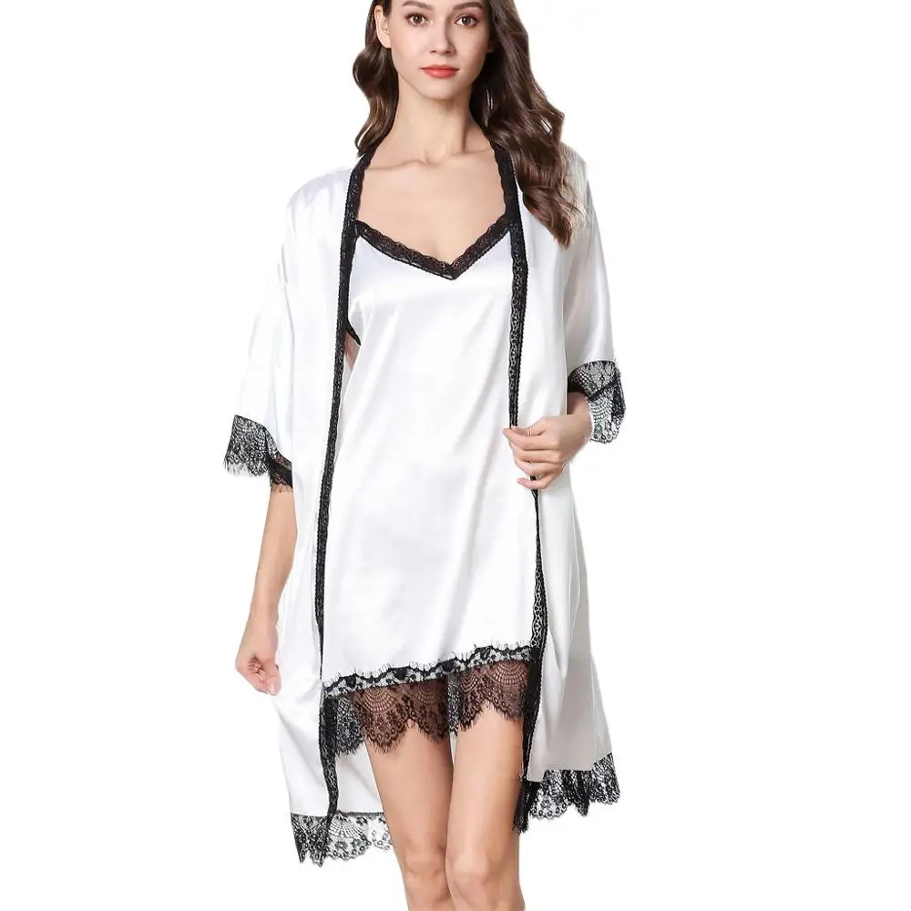 

Pajamas for Women Robe Sexy Underwear Female Ladies Sleepwear Satin Lace Robes Set Lingerie Sling Nightgown mujer Nightshirt