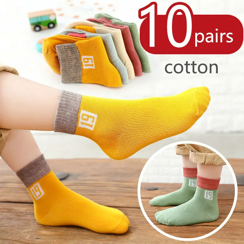 Calcetines para niños de algodón transpirables, calcetín tobillero corto de dibujos animados, Superhéroes, otoño e invierno, 10 par/lote