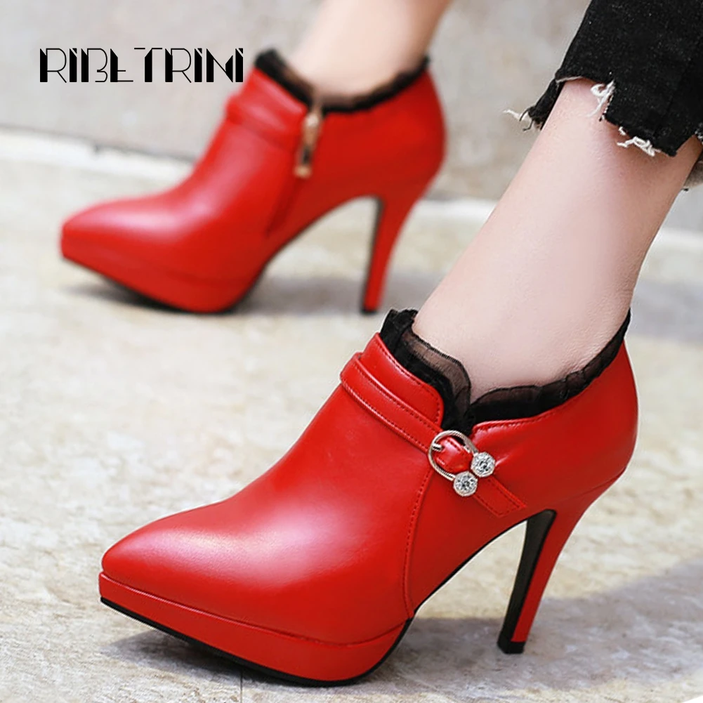 

RIBETRINI Thin High Heels Platform Pumps Women Elegant Lace Office Pumps Ladies Spring Autumn Pointed Toe Woman Shoes Women