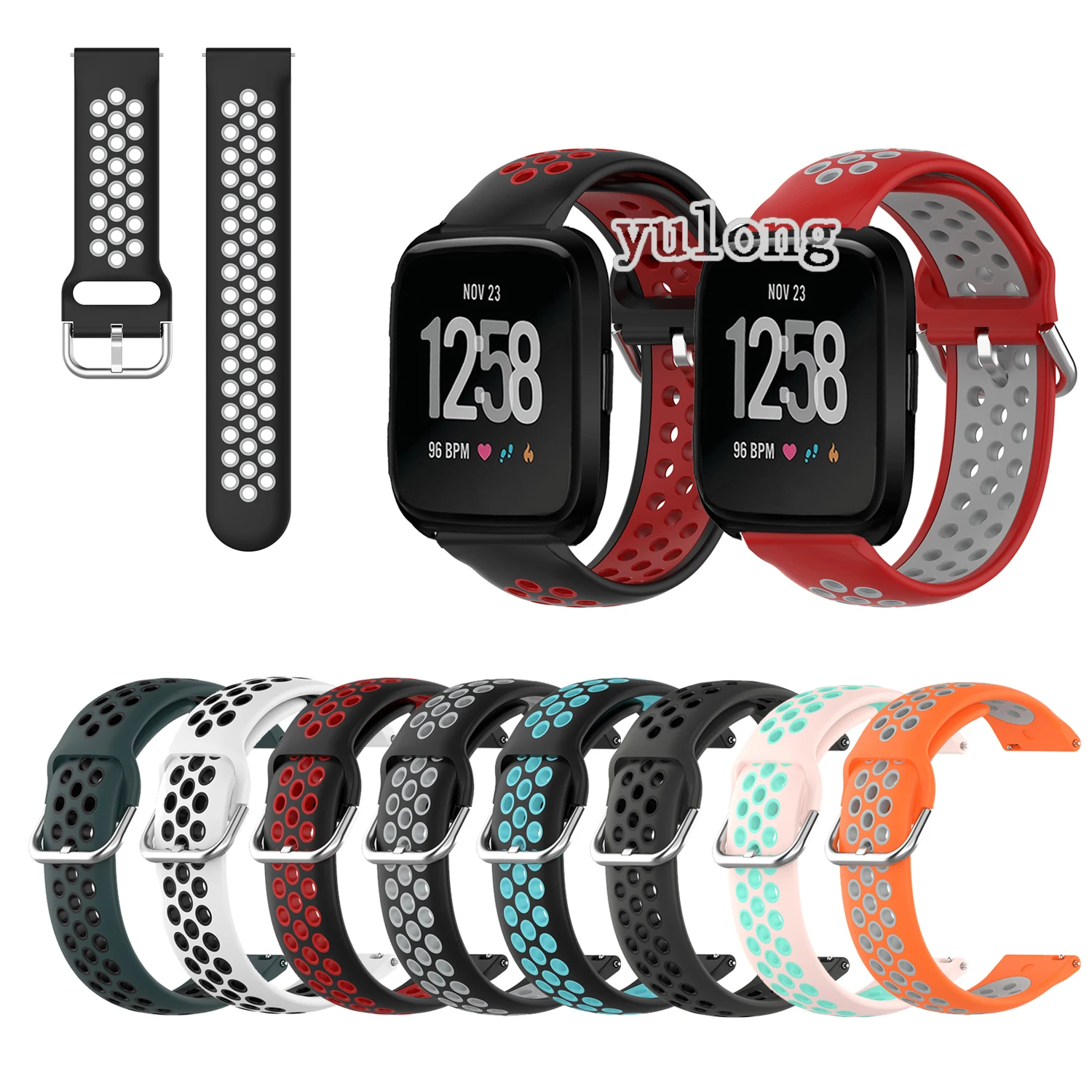 

Спортивный силиконовый дышащий ремешок 20 мм 22 мм для умных часов Fitbit Versa Lite 2