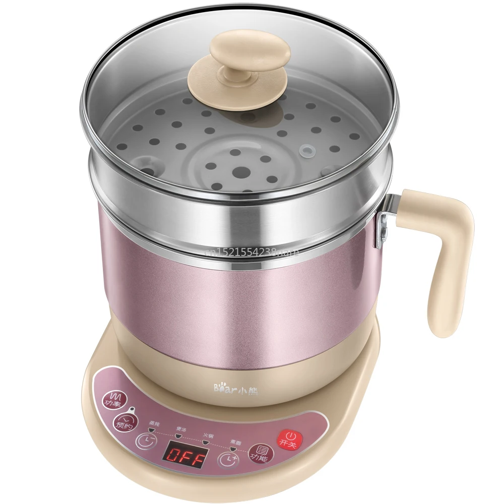 1.2L pink Multi Cookers stainless steel mini Student electric cooker Electric hot pot Electric Food Steamers 600W