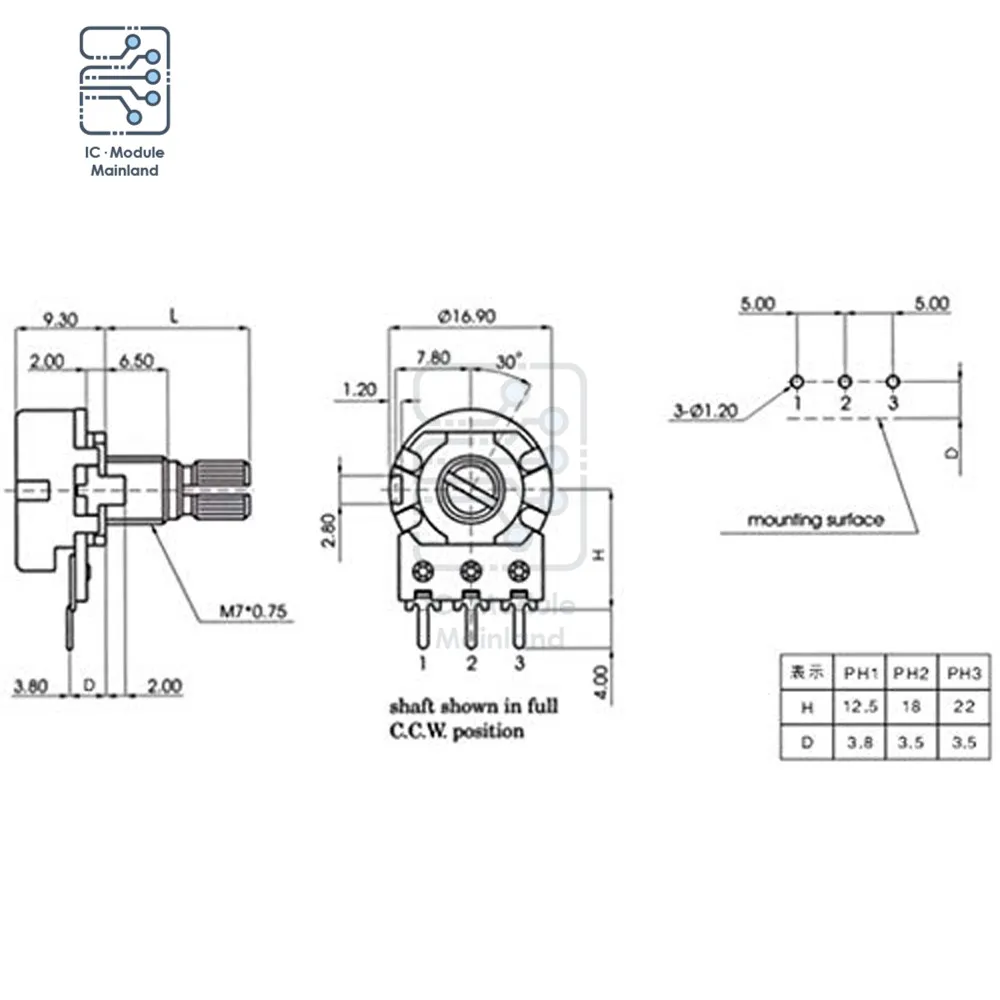 5PCS 20mm Shaft Potentiometer Resistor 1K 2K 5K 10K 20K 50K 100K 500K 1M Ohm 3 Pin Linear Taper Rotary Potentiometer for Arduino,adjustable resistor,potentiometer kit,rotary potentiometer,linear potentiometer,multiturn potentiometer