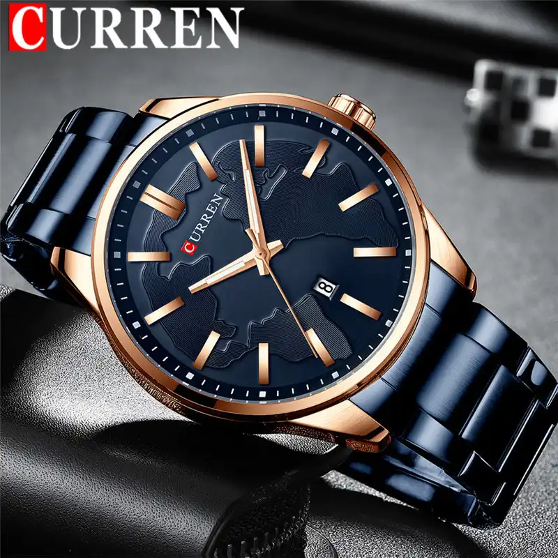 curren casual sport watches for men blue top brand luxury military leather wrist watch man clock fashion chronograph wristwatch