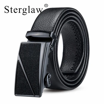 

120CM Automatic buckle Hemming black men's leather belt men belts luxury 2020 cinturon hombre ceinture homme cuir veritable U112