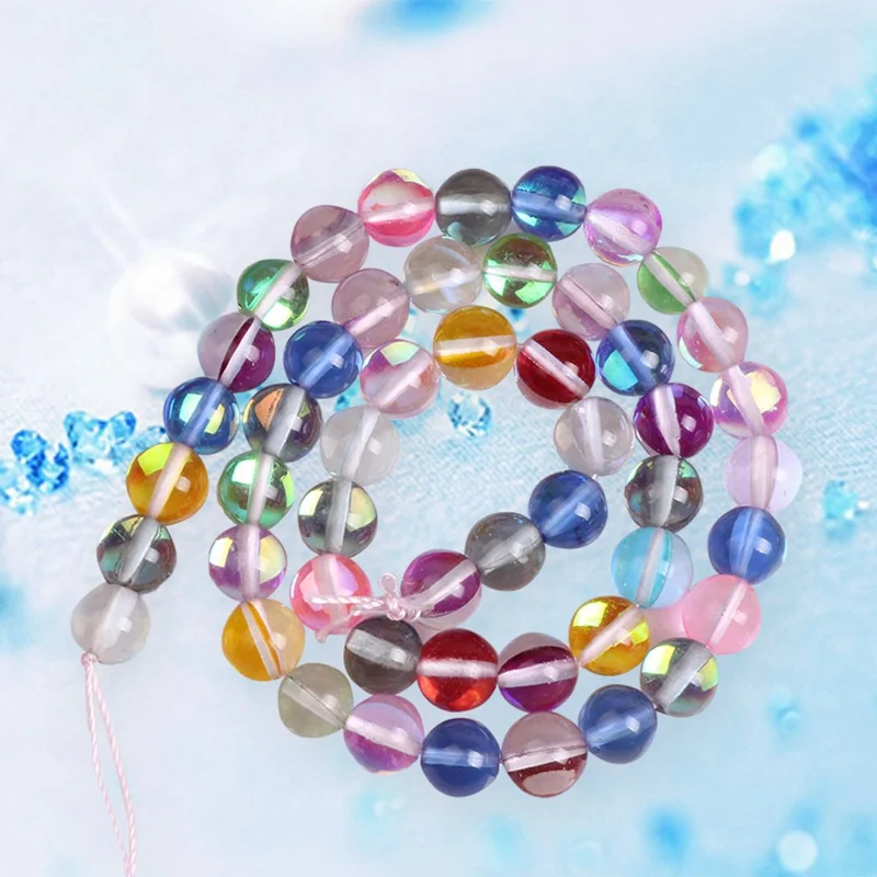 Fashion Crystal Moonstone Beads Holographic Matte Bracelet 6mm