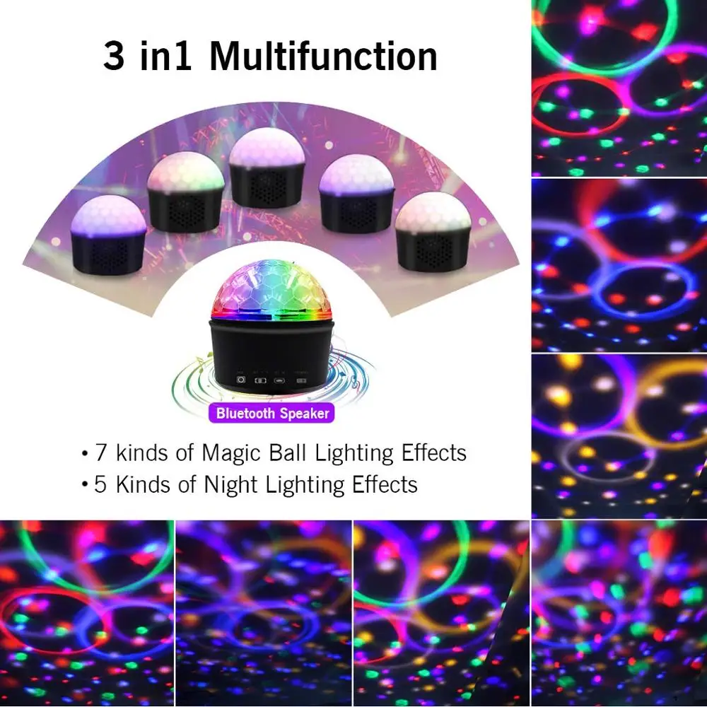 

Led Disco Stage lights Sound Activated Ball with Remote Control 9 Colors Disco Lights Wireless Phone Connection DJ Party Lights