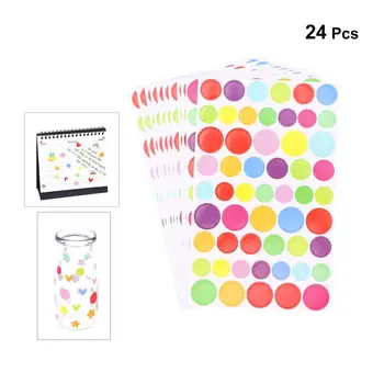 

24pcs Self Adhesive Sticky Color Coding Label Removable Small Circle Dot Stickers for Classroom Decor Yard Sale Calendar Planner