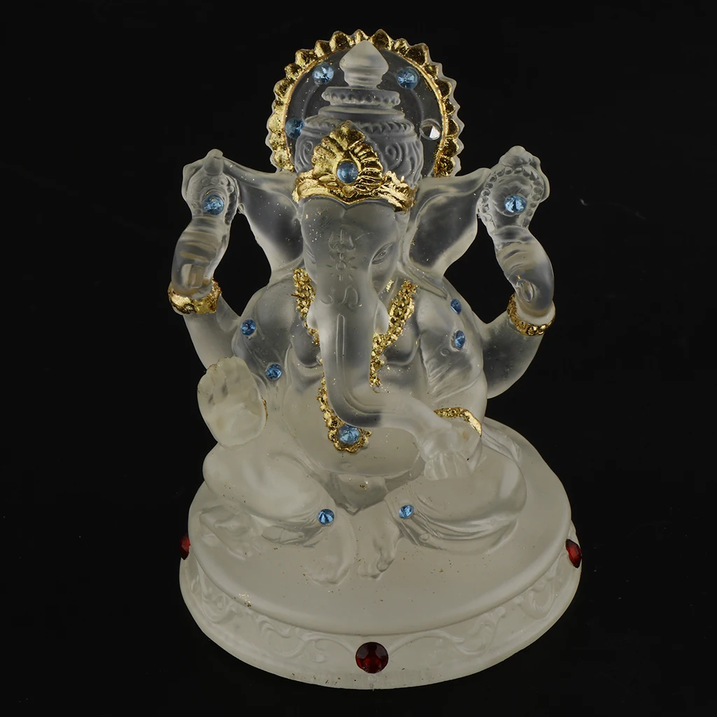 Ganesh Hindu Elephant God of Success Statue, Resin Transparent