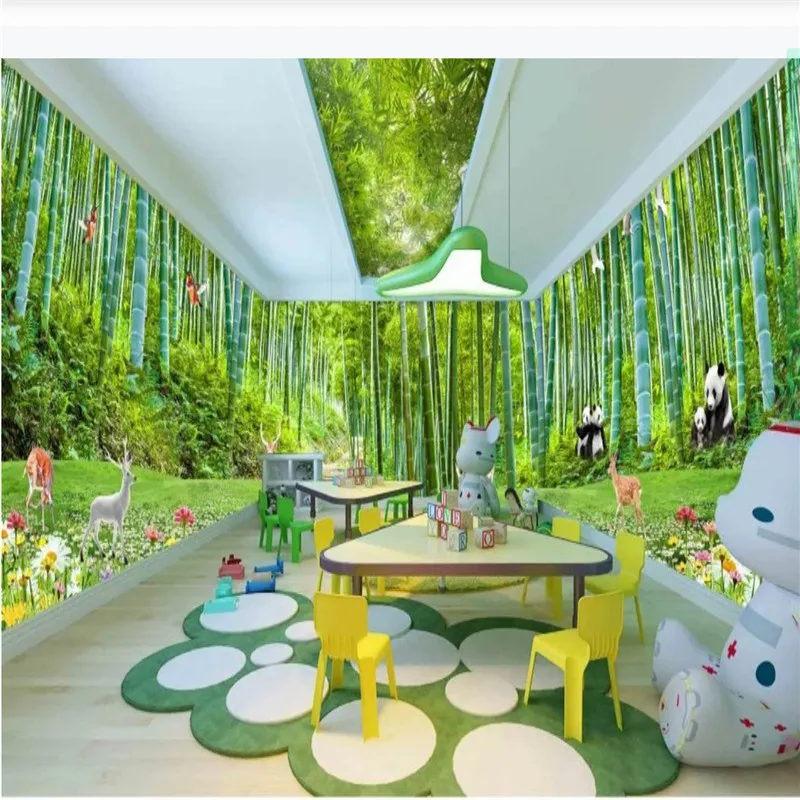Пользовательские большие зеленые 3D фото обои из натурального бамбукового леса панорама фотообои HD для гостиной, спальни 3D обои для стен