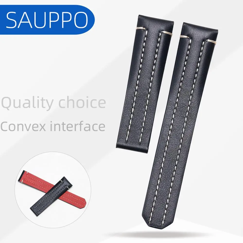 

SAUPPO подходит для Carl F.Bucherher DayDate верхний слой кожаный ремешок для часов Черный Мужские часы аксессуары