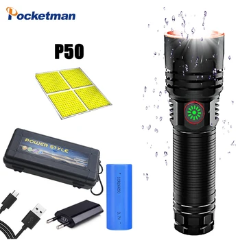 

P50 LED Flashlight 4-core 4 Models Telescopic Zoom Support 26650 Battery Torch Waterproof Zoomable Bicycle Light Camping Light