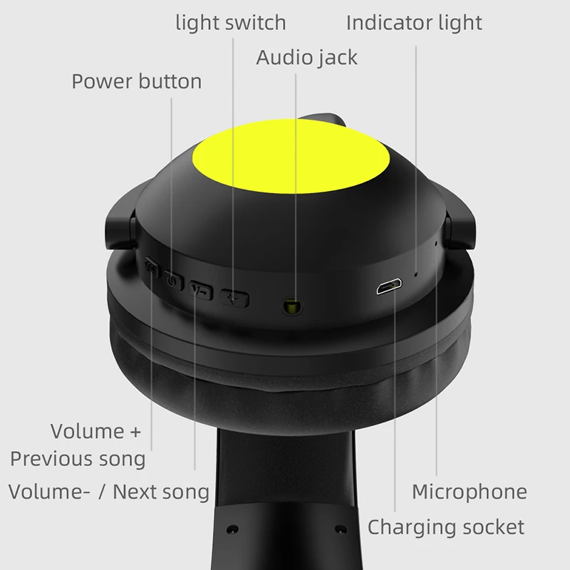 New ZW068 Bluetooth5.0 Headphone Wireless Headset With HD Microphone Cat Ear Cute LED Light Flashing for Girl Gift