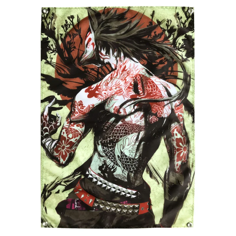 Японский тату-баннер Dragon Ukiyo-e гобелен ВИНТАЖНЫЙ ПЛАКАТ наклейка декор для бара