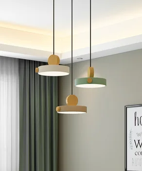 

Nordic modern minimalist restaurant lamp three new ins net red aluminum single head small chandelier macaron sprinkling bar