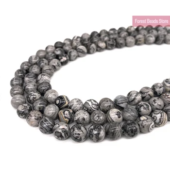

Natural Stone 4 6 8 10 12MM Map Jaspers Loose Beads 15" Strand Diy Bracelet Beads For Jewelry Making Wholesale Free Shipping