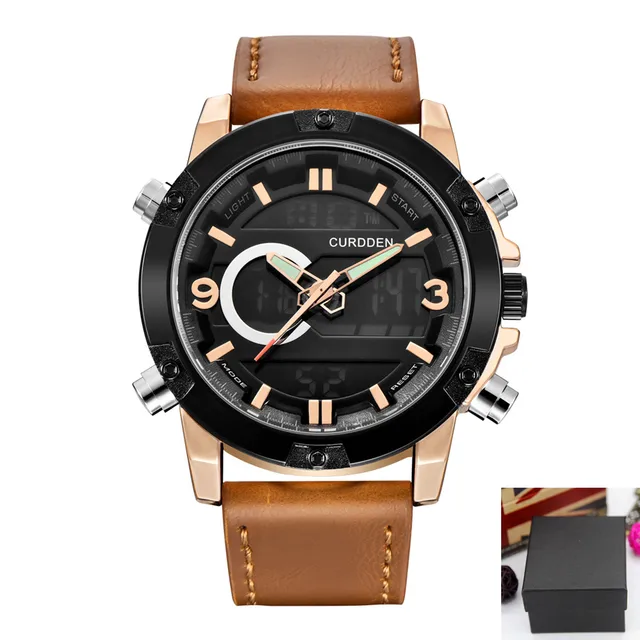 digital watch with leather band