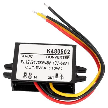 

DC 12V / 24V / 36V / 48V to DC 5V 2A 10W Car Electricity Supply Module Voltage Converter Regulator Waterproof Electronics Transf