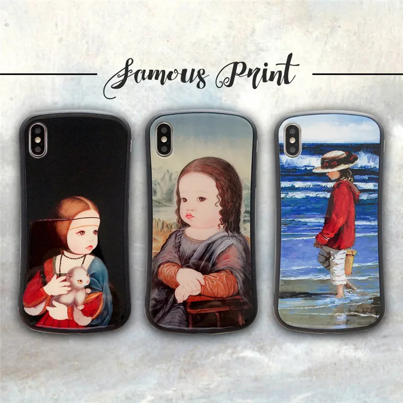 

Cute Cartoon painting character Cat female case for iphone X XS MAX XR 8 7 6 6S plus luxury Soft silicone Anti-fall phone cover