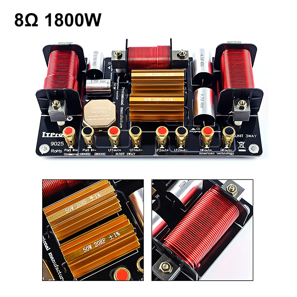 AIYIMA дома Динамик 2 Way кроссовер аудио фильтр 1500W 1800W 2000W Профессиональный делитель частоты DIY 12-18 дюймов этап Динамик - Цвет: 8 Ohm 1800W