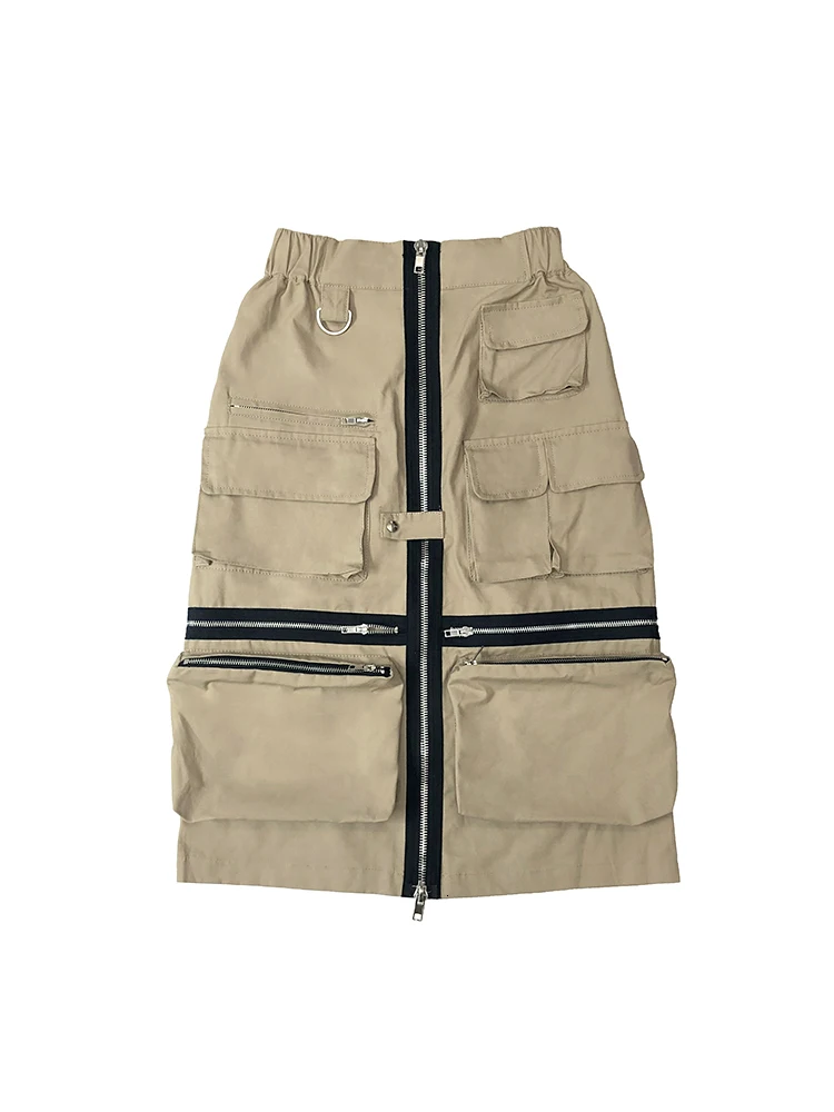 Bonjean юбка-карго для женщин повседневные осенние юбки трапециевидной формы с высокой талией и карманами длиной до колена Юбки цвета хаки BJ1794