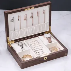 Casegrace дорожная коробочка для украшений Женская деревянная Прямоугольная Упаковка ожерелье Кольца Серьги Органайзер для хранения дисплей