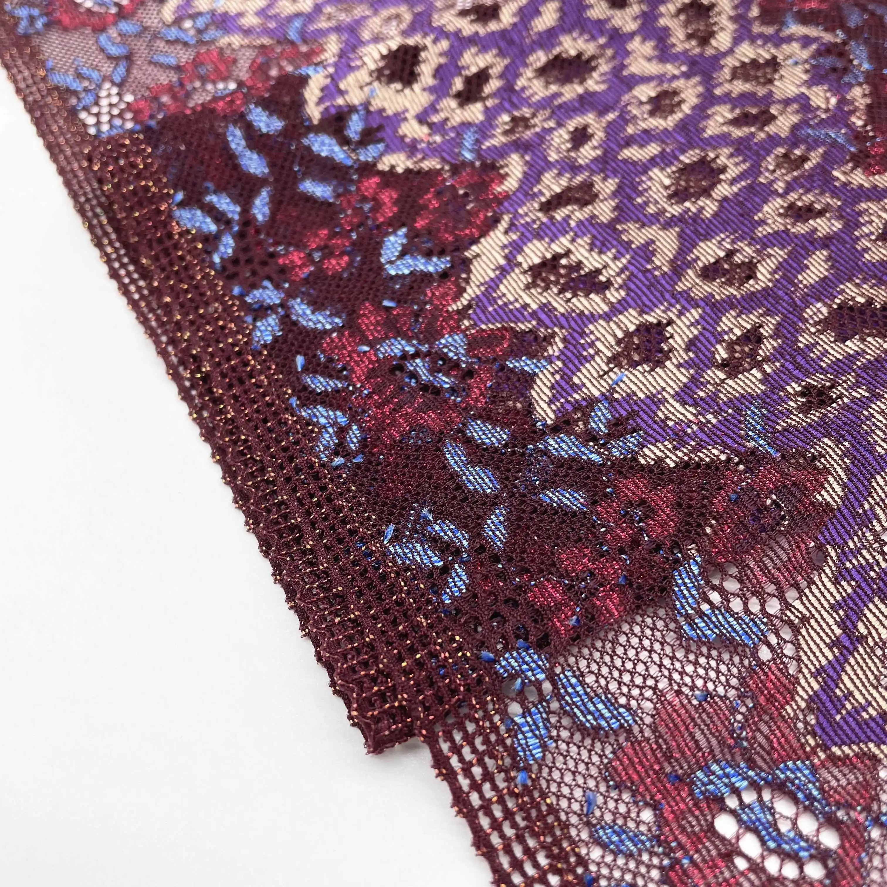 3y/Lot Width 17cm Mixed Purple Shimmer Stretch Lace Trim 3