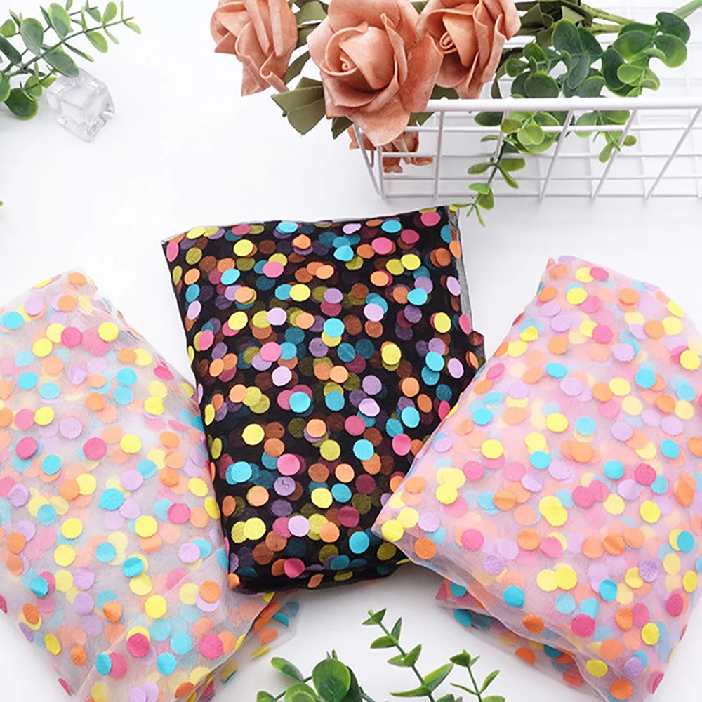 

Lychee Life 0.5mx1.55m Colorful Fabric Net Yarn Dot Fabric DIY Handmade Sewing Clothes Supplies Decorations