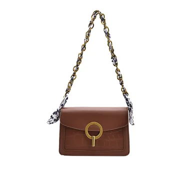 

Crossbody Versatile Solid Ultra Chains Female Flap Sling Bag Stone Print Embossing Fashion Shoulder Bags for Women 2020