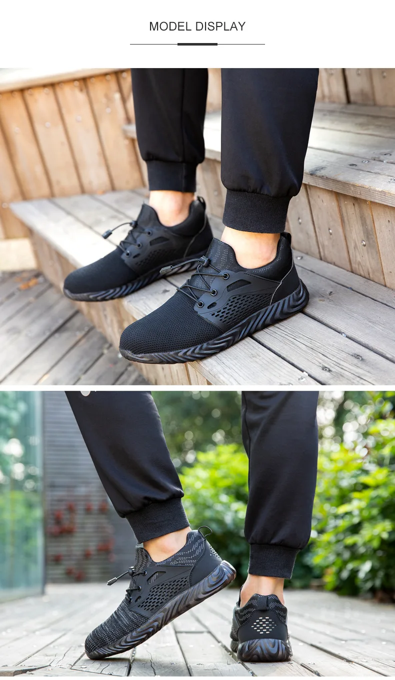 Обувь с дышащей сеткой рабочая обувь черные мужские летние дезодорант легкий на мягкой подошве Сталь носком проколостойкие Мужской