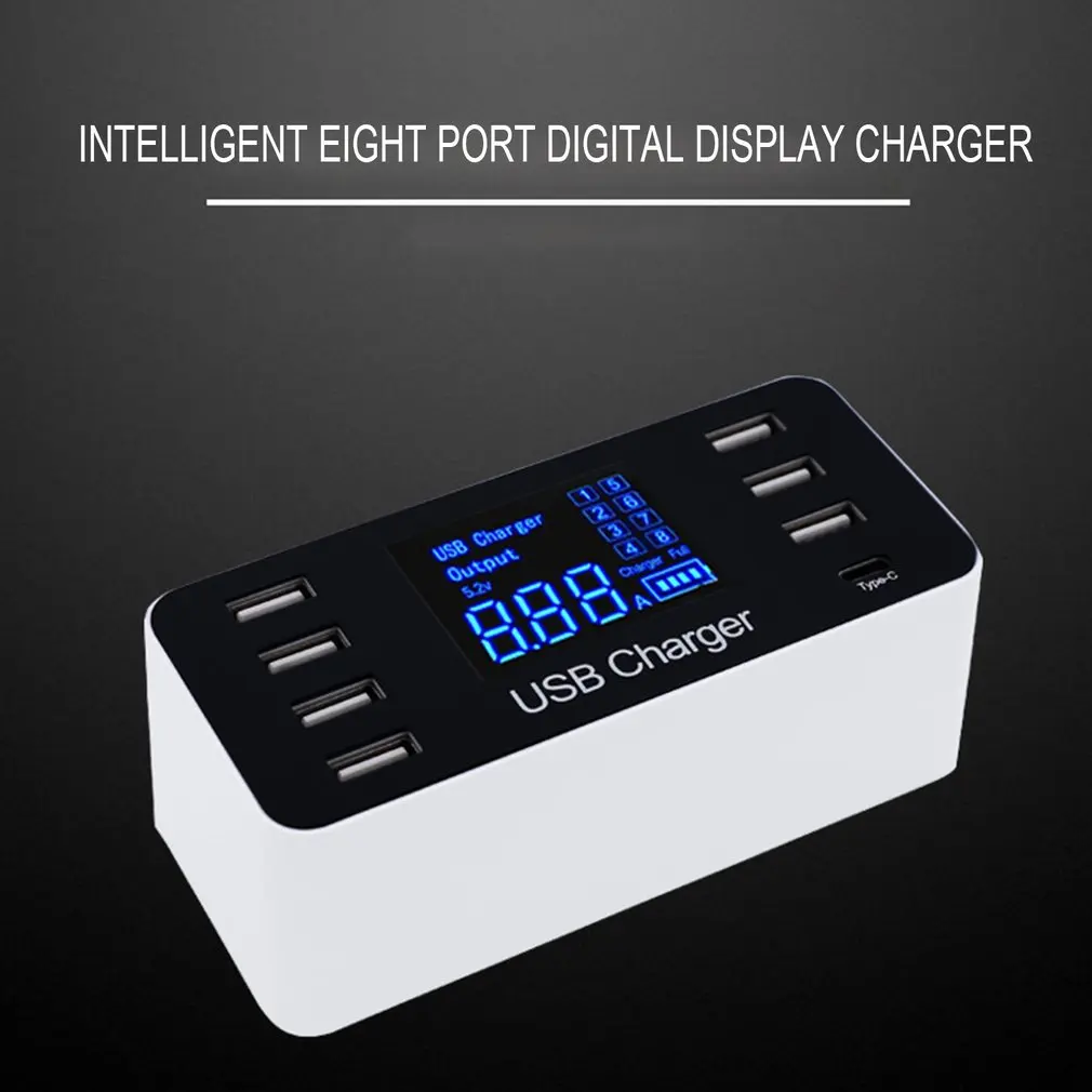 8 мульти-портов Usb адаптер настольное настенное зарядное устройство светодиодный дисплей зарядная станция 40 Вт Usb мобильный телефон планшет умное зарядное устройство