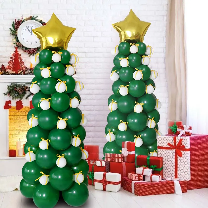

95pcs/set Christmas Tree Green Latex Balloons Star Foil Balloon For Home Xmas Tree 2021 New Year Party Decor Supplies Kid Globos