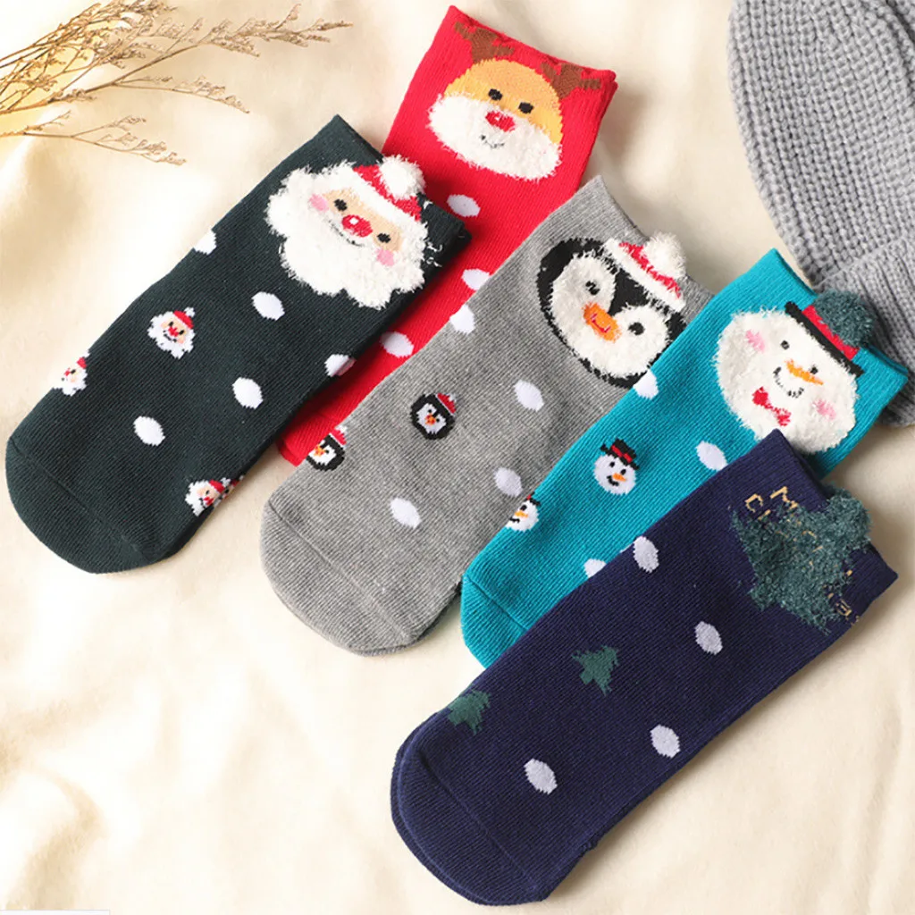 5 пар, повседневные носки осень-зима детские носки унисекс хлопковые рождественские махровые плотные теплые дышащие удобные носки