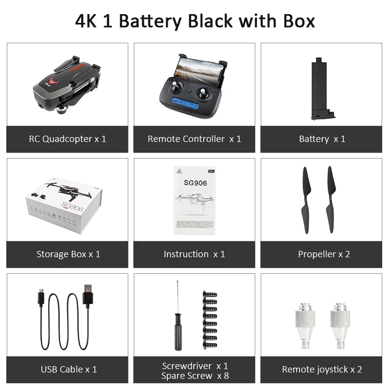 SG906 двойной Дрон с GPS 5G WI-FI с видом от первого лица селфи складной 4K HD Камера бесщеточный двигатель RC Дрон складной Квадрокоптер длинные RC расстояние - Цвет: 4K 1B Black Box