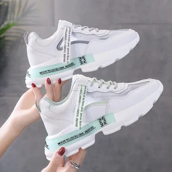 

Brand Fashion Sneakers Woman White Chunky Casual Shoes Platform Designers Female Mesh Women Vulcanized Shoes 2020 Trainers 5cm