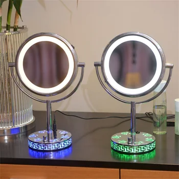 

LED makeup mirror Dimming Dressing Mirror Double-sided magnifying 1X/3X portable beauty mirror Rose base Battery / USB / plug