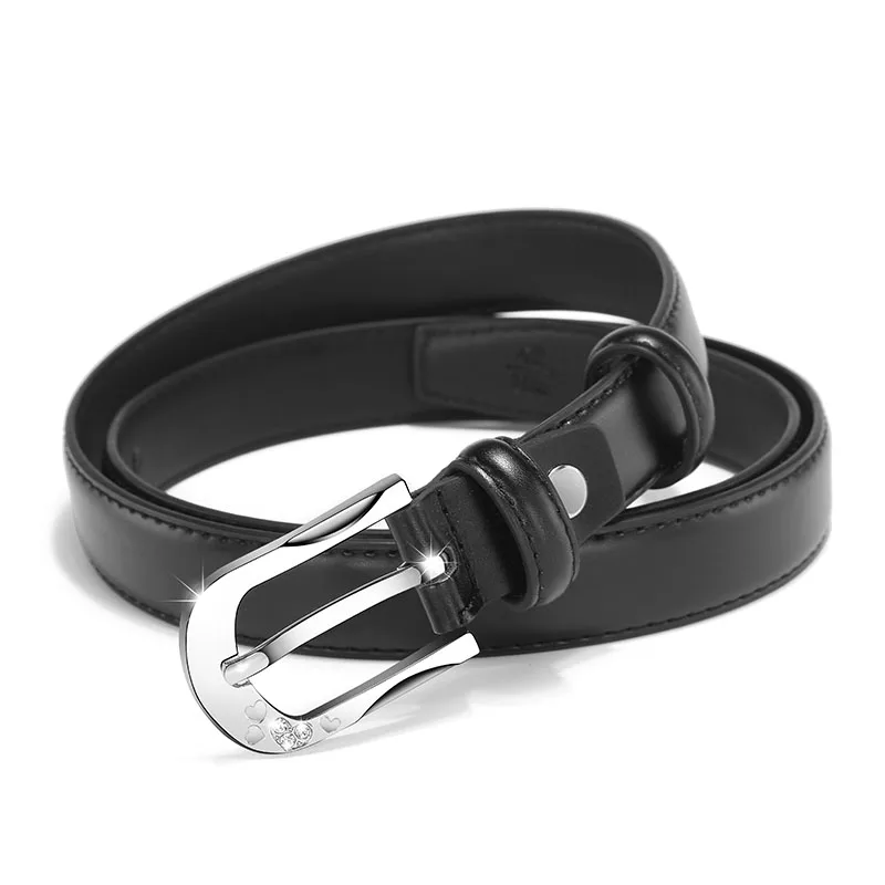 Silver buckle black Модные женские ремни в винтажном стиле из искусственной кожи с металлической пряжкой, пояс на талию, женский ремень, тонкий узкий тонкий - Цвет: Silver buckle black