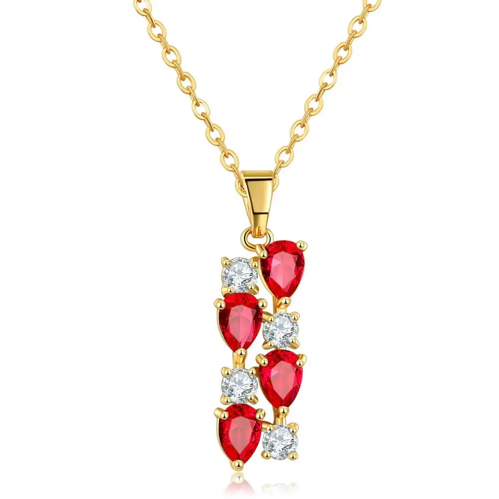 Necklace Gold-Red Шарм Винтаж Мона Лиза стиль Разноцветный Кристалл Циркон модное ожерелье кольцо с подвесками серьги ювелирный набор подарок для женщин девочек - Окраска металла: Necklace Gold-Red