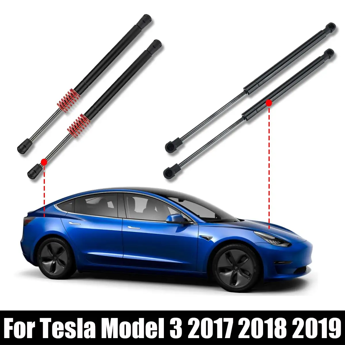 Ceny Nowy 2X przód tył klapa tylna bagażnika klapa tylna Boot sprężyna gazowa Shock Lift rozpórki wsparcie dla Tesla Model 3 2017 2018 2019
