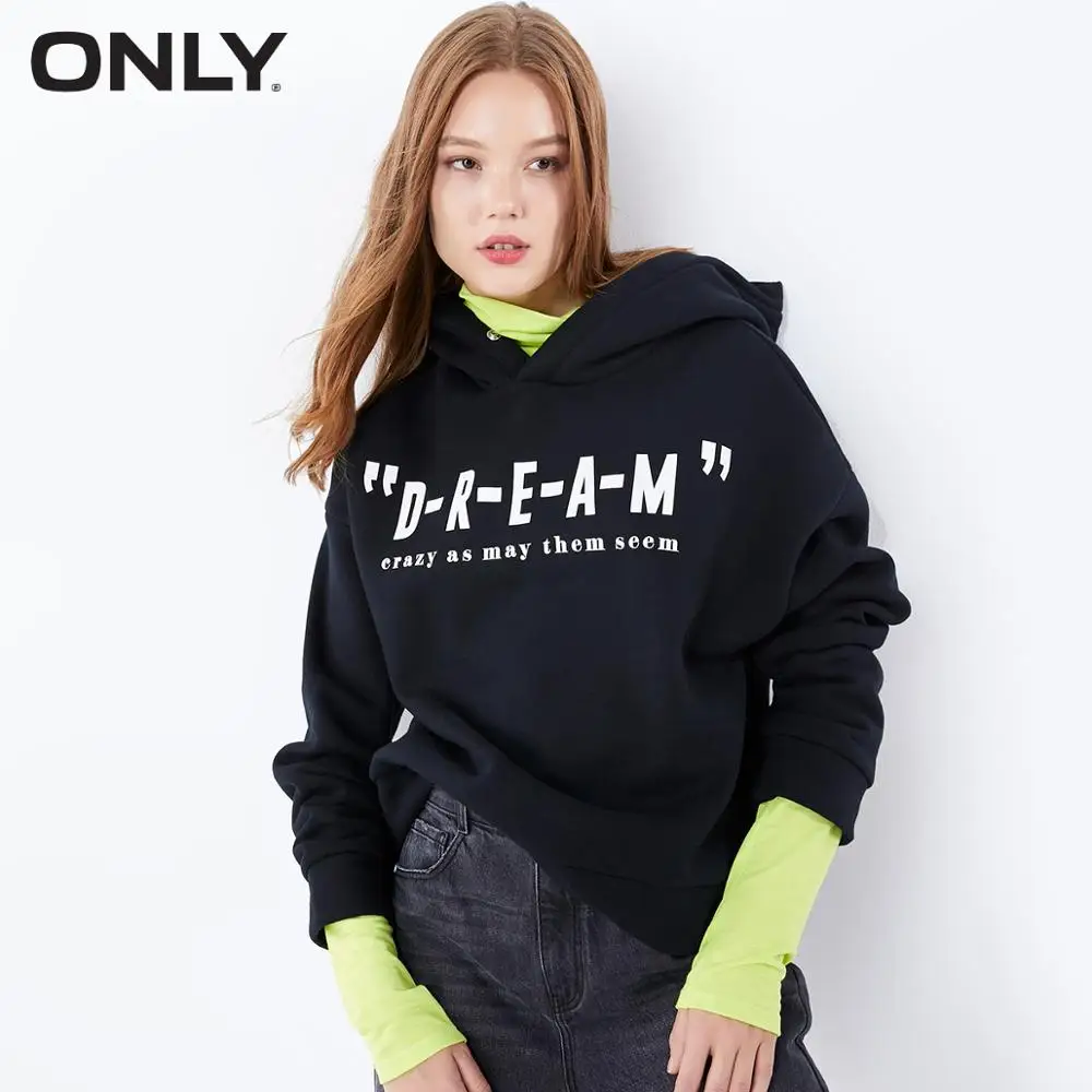 

ONLY 2019 Autumn Winter Women's Loose Fit Brushed Letter Print Sweatshirt | 11939S579