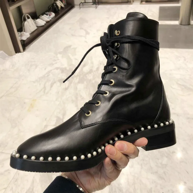 Chaussures femme; коллекция года; зимняя женская обувь черного цвета; ботильоны; модная женская обувь из флока на шнуровке; женская обувь; Botas Feminina