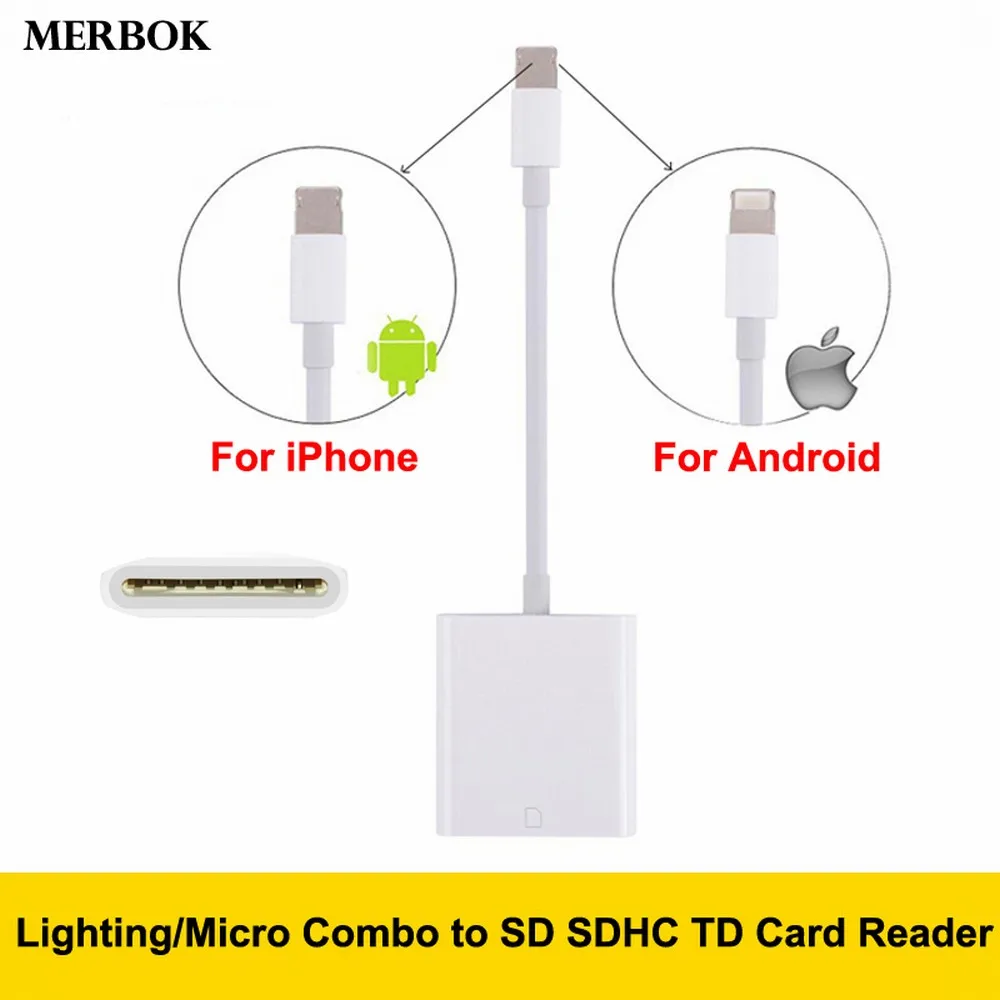 Освещение/Micro USB Combo для SD SDHC карта td Reader комплект цифровой камеры совместимый OTG Дата кабель адаптер для iPhone iPad samsung