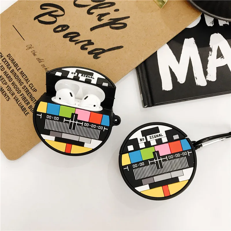 

Earphone Case For Airpods 1 2 Case Cover 3D Cartoon Retro Radio Silicone Case For Air pods 1 2 airpods Case With Metal Buckle