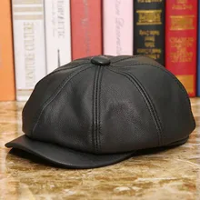 T-MAC, черные шапки Newsboy для мужчин, натуральная телячья кожа, восьмиугольная кепка, мужская осенне-зимняя облегающая винтажная Кепка Duckbill, берет