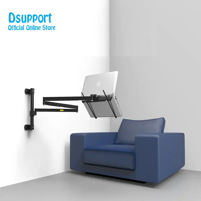 Foldable Wall Mount 17 27 inch Laptop Holder Two Arms Full Motion